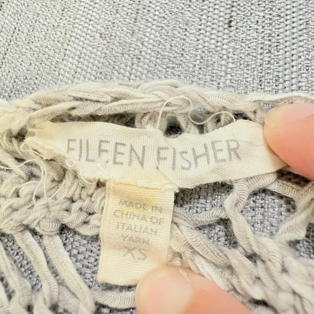 Eileen Fisher Size XS Open Knit Weave Top Cotton Blend Sweater Beach Layering‎